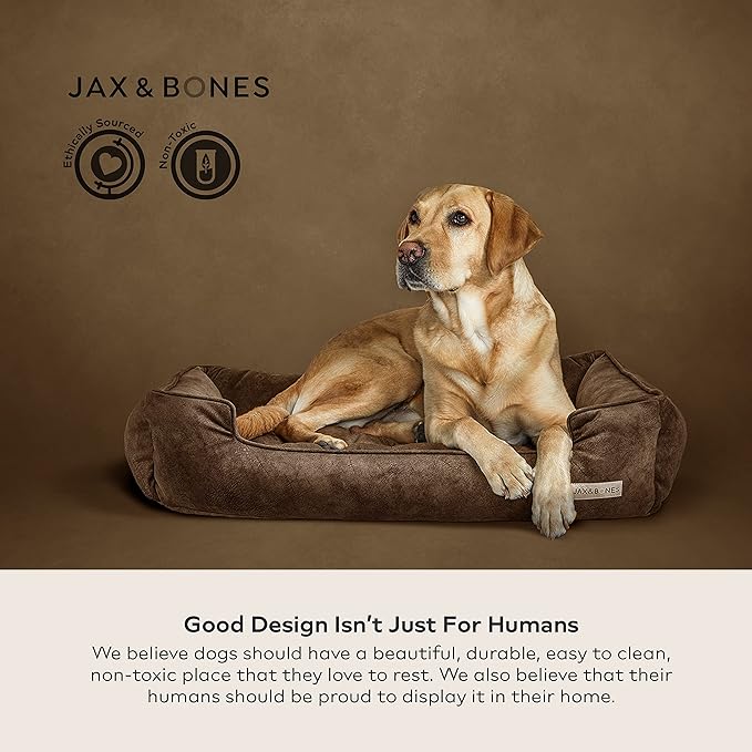 Jax & Bones Dog Bed Lounge - Machine Washable Bed for Dogs - Extra Heavy Duty Bolstered Sides - Small Grey Dog Mat Beds | 24 x 18 Inches