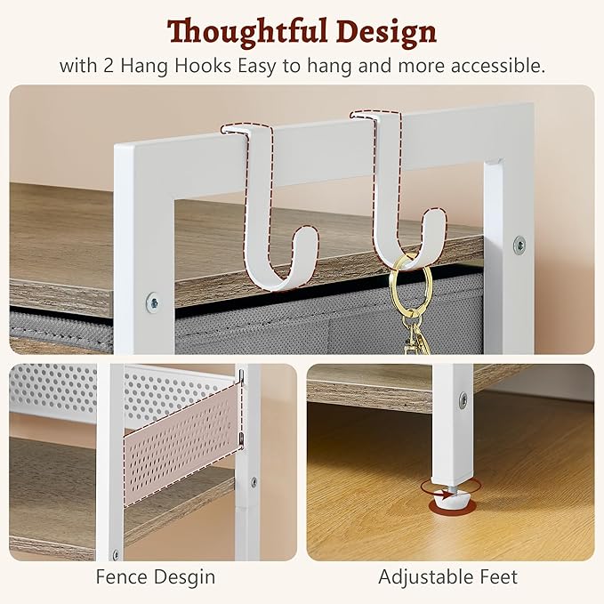 FAVOOSTY 4 Tier Ladder Shelf Stand, Bookshelf with Drawer Storage, Decorative Display Shelves Wood & Metal, Plant Shelf, Standing Shelf Unit for Living Room Bedroom Office Kitchen, White