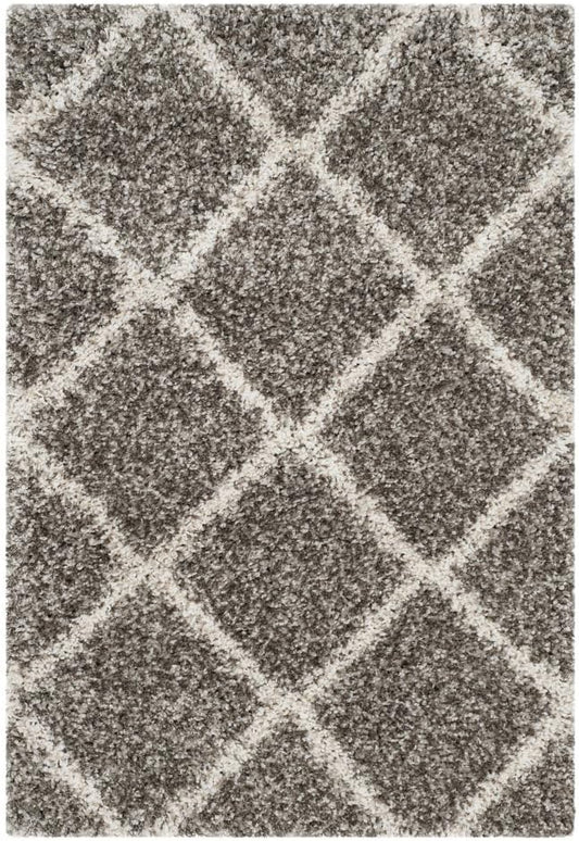 SAFAVIEH Hudson Shag Collection Accent Rug - 2'3" x 3'9", Grey & Ivory, Trellis Design, Non-Shedding & Easy Care, 2-inch Thick Ideal for High Traffic Areas in Foyer, Living Room, Bedroom (SGH281B)