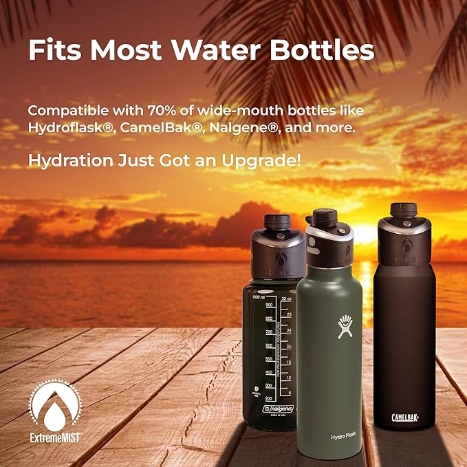 The GoMist Misting & Drinking Bottle Cap – Convert Your Water Bottle to a Drinking AND Misting Bottle - Adds Portable, High-Pressure Misting Spray for Cooling Off, Outdoor Activities, Hiking, & Sports