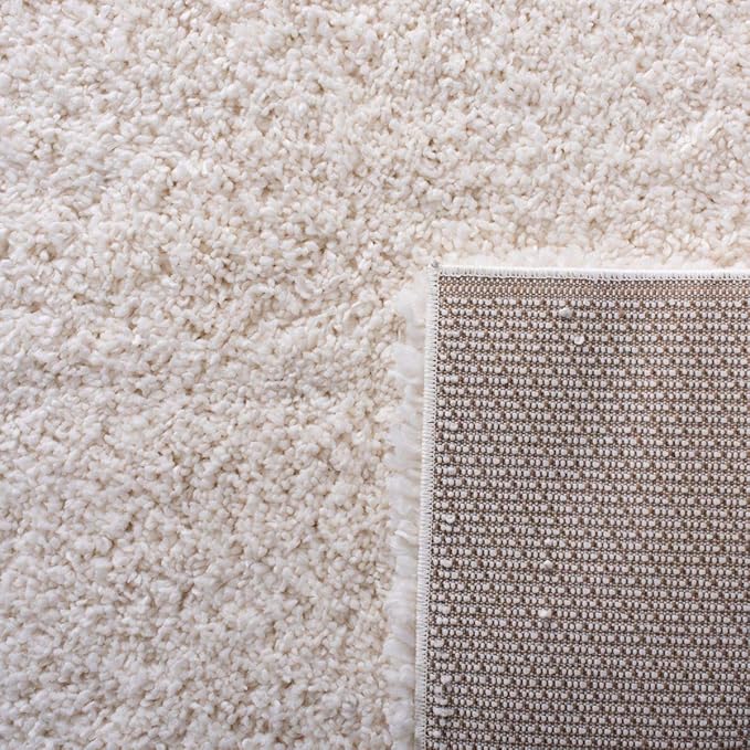 SAFAVIEH Fontana Shag Collection Runner Rug - 2'3" x 6', Ivory, Solid Design, Non-Shedding & Easy Care, 2-inch Thick Ideal for High Traffic Areas in Living Room, Bedroom (FNT800A)