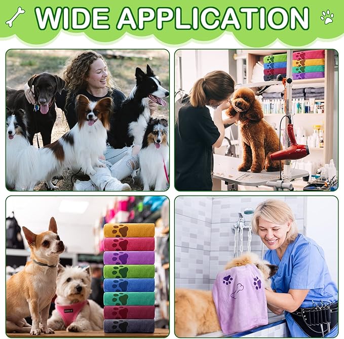 8 Pcs Dog Towels for Drying Dogs Cats Pet Towels Bulk Puppy Microfiber Quick Drying Paw Bath Bathing Supplies Absorbent for Medium Pets(Colorful,18 x 28 Inch)