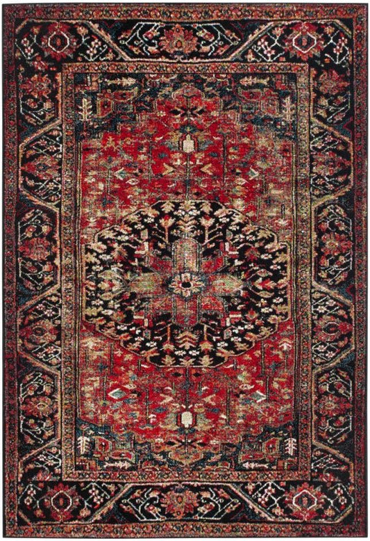 SAFAVIEH Vintage Hamadan Collection Area Rug - 6'7" Square, Red & Multi, Oriental Traditional Persian Design, Non-Shedding & Easy Care, Ideal for High Traffic Areas in Living Room, Bedroom (VTH215A)