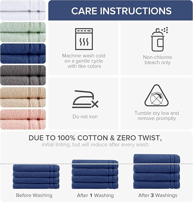 Comfort Spaces Extra Large Bath Towel Set of 4 Piece 30x60 Bath Sheet Set Shower Towel Beach Towel 100% Cotton Bathroom Towel Set Quick Dry Oversized Highly Absorbent Soft 400GSM Indigo Navy Blue