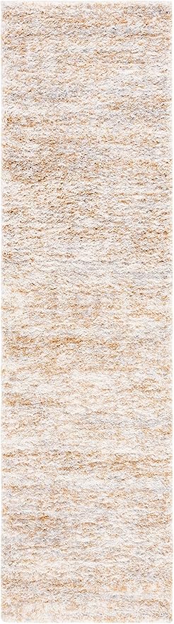 SAFAVIEH Berber Shag Collection Runner Rug - 2'3" x 10', Ivory & Light Gold, Non-Shedding & Easy to Clean, Plush Thick Pile, Ideal for Bedroom, Hallway, Foyer, Entryway (BER563D)