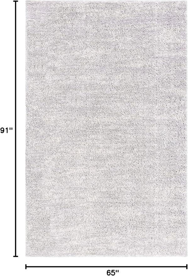 SAFAVIEH Berber Shag Collection Area Rug - 5'5" x 7'7", Grey & Ivory, 1.2-inch Thick Ideal for High Traffic Areas in Living Room, Bedroom (BER563G)