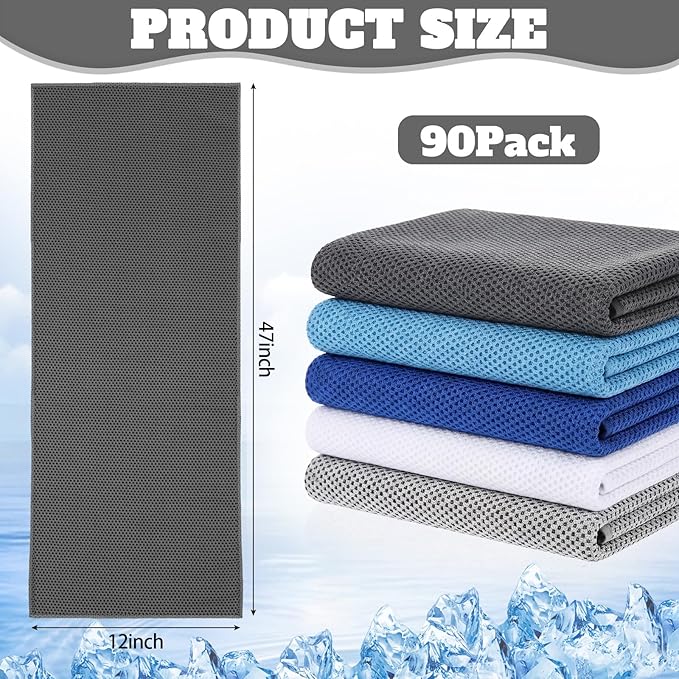 Cooling Towel Bulk - Neck & Face Cool Chilly Towels Microfiber Breathable Sport Sweat Rag for Gym, Yoga, Travel, Camping, Running, Outdoor