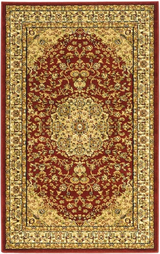 SAFAVIEH Lyndhurst Collection Accent Rug - 3'3" x 5'3", Red & Ivory, Oriental Medallion Design, Non-Shedding & Easy Care, Ideal for High Traffic Areas in Entryway, Living Room, Bedroom (LNH222B)