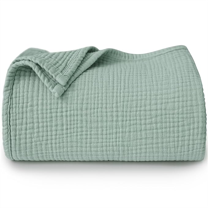 Muslin Baby Blanket for Boys and Girls, Neutral Cotton Crib Blanket for Newborn Infant Toddler - Soft and Breathable Baby Quilt (Green)