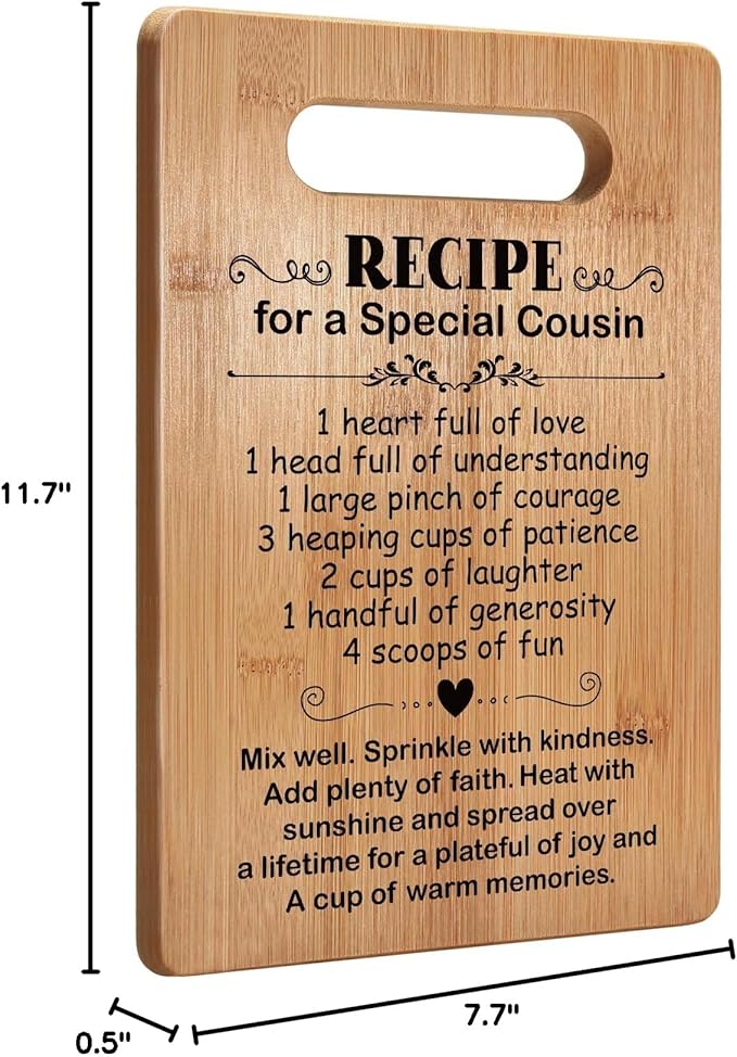 Popular Cousin Gifts for Women, Cutting Board Gift for Cousin, Cousin Appreciation Gift, Thank You Gift for Cousin Christmas Birthday