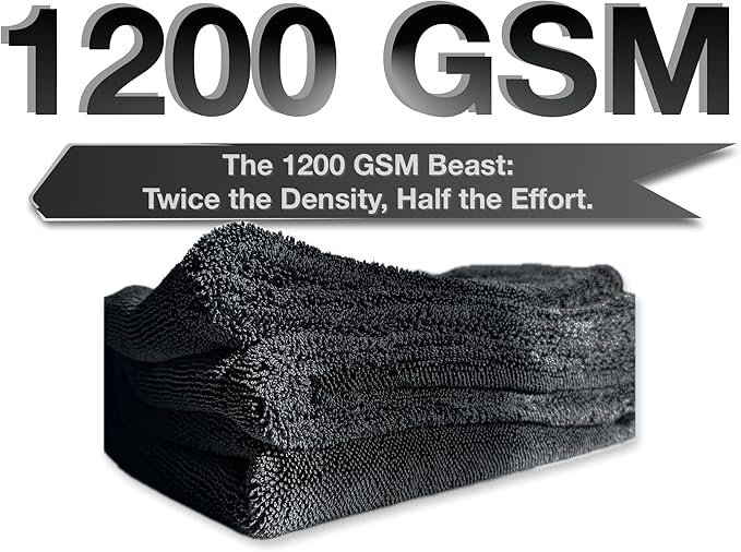 Car Drying Towel Microfiber - 24"x36" Jumbo Size, 1200 GSM Ultra-Thick, Scratch-Free & Super Absorbent, Zero-Lint Cloth for Car, Truck & SUV Pro Detailing - Dries Entire Vehicle in One Pass