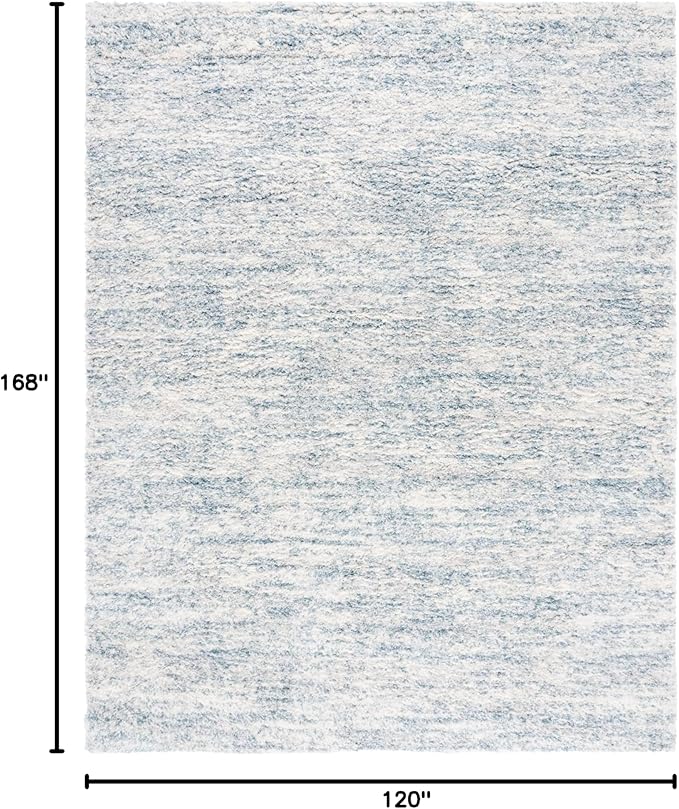 SAFAVIEH Berber Shag Collection Area Rug - 10' x 14', Ivory & Light Aqua, Contemporary Design, Ideal for High Traffic Areas in Living Room, Bedroom & Dining Room (BER563J-10)