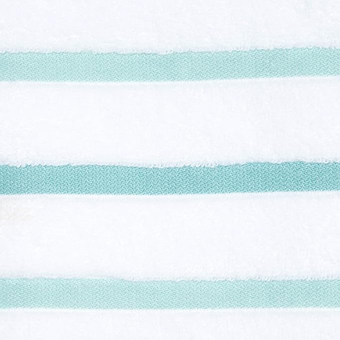Comfort Spaces Cotton 8 Piece Bath Towel Set Striped Ultra Soft Hotel Quality Quick Dry Absorbent Bathroom Shower Hand Face Washcloths, Multi-Sizes, Zero Twist Aqua 8 Piece