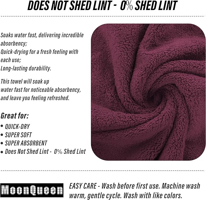 6 Pack Premium Hand Towels - Quick Drying - Microfiber Coral Velvet Highly Absorbent Towels - Multipurpose Use as Hotel, Bathroom, Shower, Spa, Hand Towel 16 x 28 inches (Burgundy)