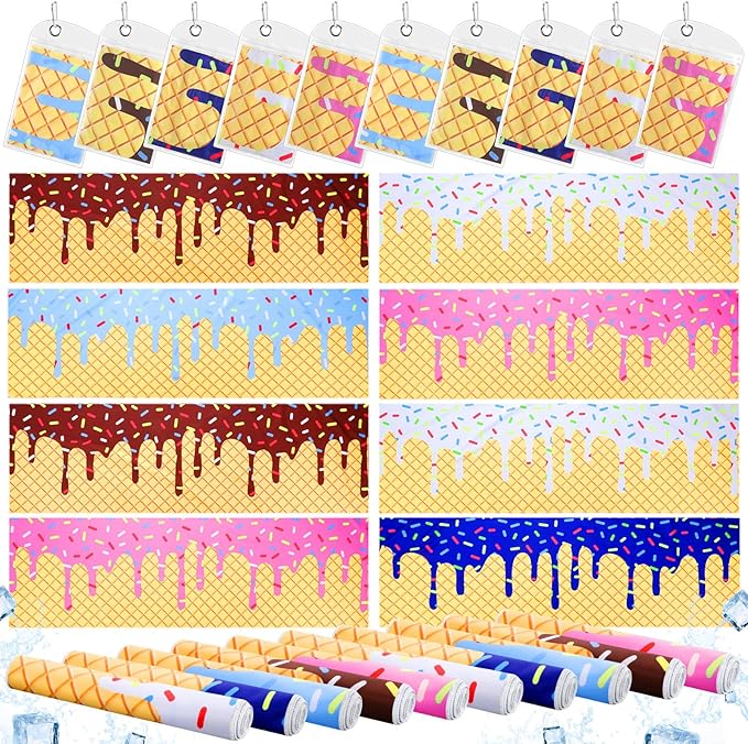 20 Set Baseball Cream Drip Cooling Towels with Bags 40 x12 Ice Cooling Towels Microfiber Sweat Sport Rags Absorbent Chilly Wash Cloth for Hot Weather Workout Yoga Gym Coach Sport Party Favors