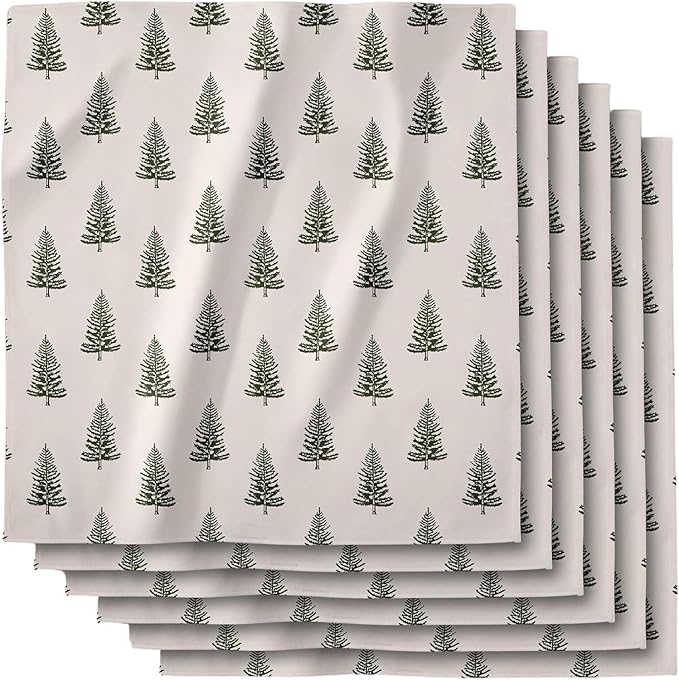 Christmas Dinner Napkins - Premium Cloth Napkins - Quick Dry & Super Absorbent Table Napkins - Premium Geosuede Linen Napkins - Pine 19" x 19" - 6 Pieces