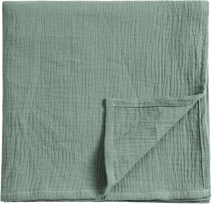 Meracorallo Muslin Swaddle Blanket, 100% Cotton Receiving Blanket Soft and Breathable Swaddle Wrap for Baby Boys and Girls (Roman Green)