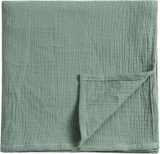 Meracorallo Muslin Swaddle Blanket, 100% Cotton Receiving Blanket Soft and Breathable Swaddle Wrap for Baby Boys and Girls (Roman Green)