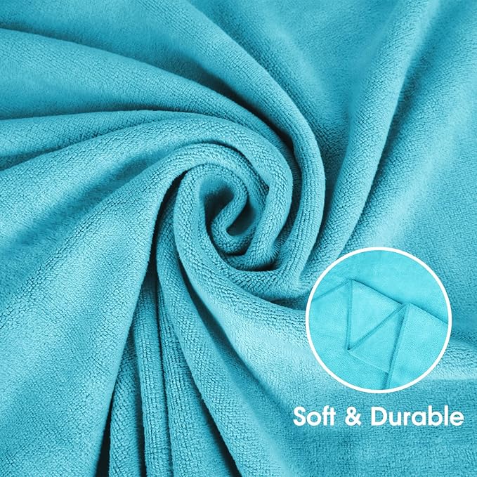 Bath Towel, Microfiber Bath Towels Set 4 Pack (30" x 60") - Large Size, Extra Absorbent, Quick Drying, Multipurpose Use as Bath Fitness Towel, Sports Towels, Yoga Towel, Aquamarine