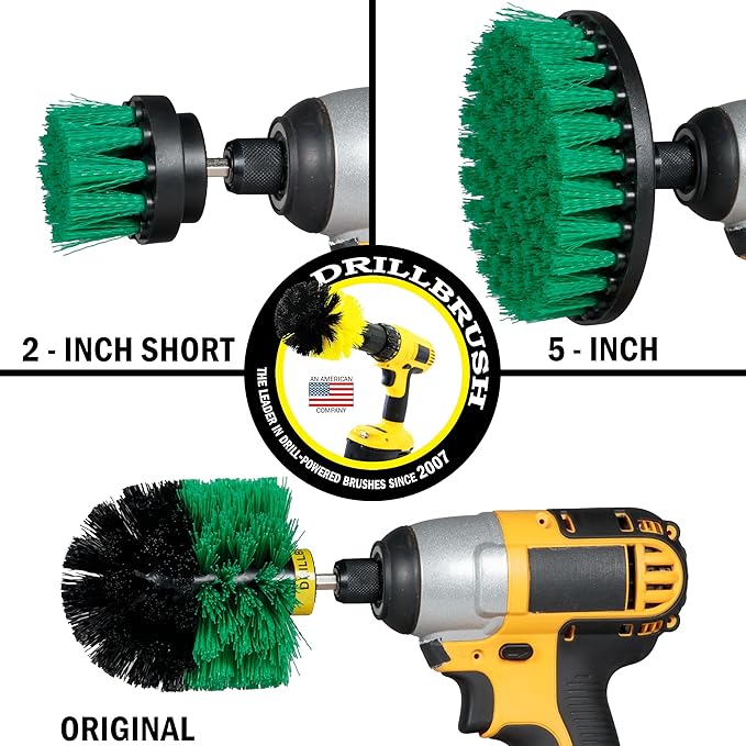 New Quick Change Shaft Bathroom Power Scrub Brush Tile and Grout Kit by Drillbrush