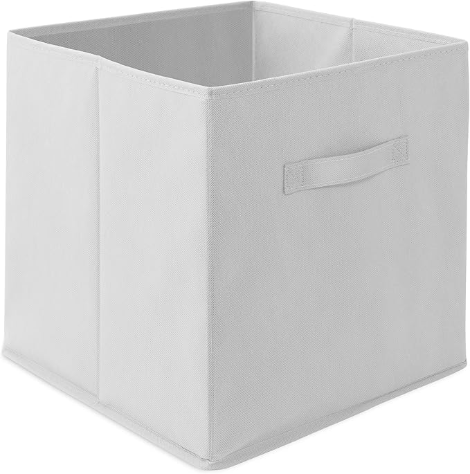 Casafield Set of 6 Collapsible Fabric Cube Storage Bins, White - 13" Foldable Cloth Baskets for Shelves, Cubby Organizers & More