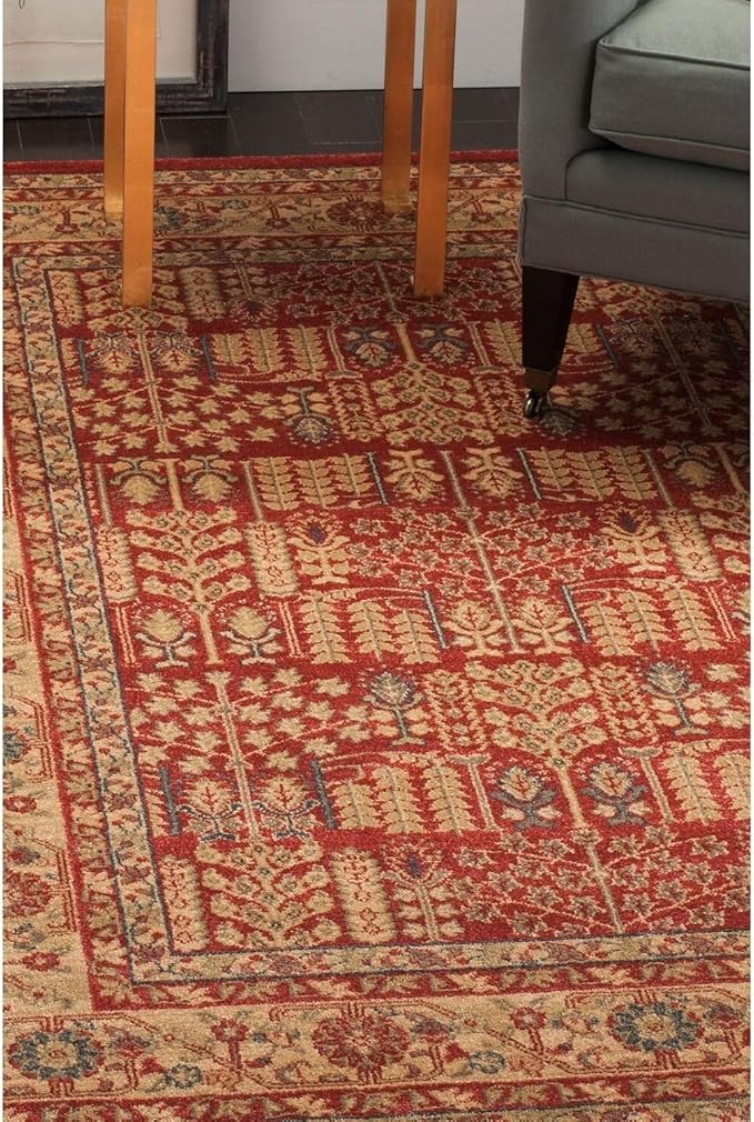 SAFAVIEH Mahal Collection Area Rug - 10' x 14', Red & Natural, Traditional Oriental Design, Non-Shedding & Easy Care, Ideal for High Traffic Areas in Living Room, Bedroom (MAH697A)