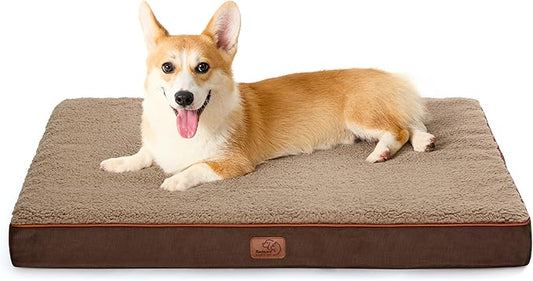 Bedsure Large Dog Bed for Crate - Comfy Flat Pet Beds with Removable Washable Cover, Orthopedic Egg Crate Foam Crate Mat, Suitable for Pet Up to 50 lbs