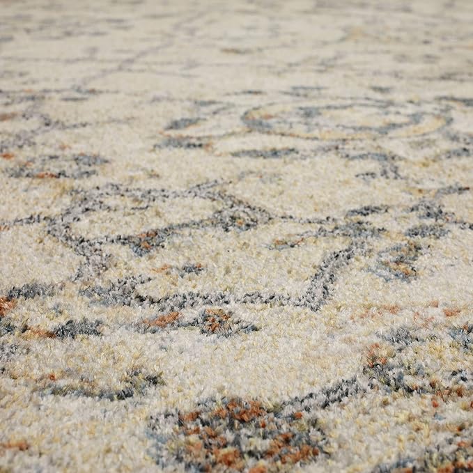 Mohawk Home Garrett Floral Ornamental Cream 2' x 8' Area Rug Perfect for Living Room, Dining Room, Office