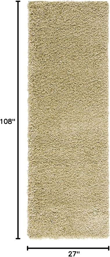 SAFAVIEH Santa Monica Shag Collection Area Rug - 2'3" x 9' Runner, Green, Non-Shedding & Easy Cleaning, Plush Thick Pile, Ideal for Living Room, Hallway, Foyer, Entryway, Bedroom (SGN725-5252)