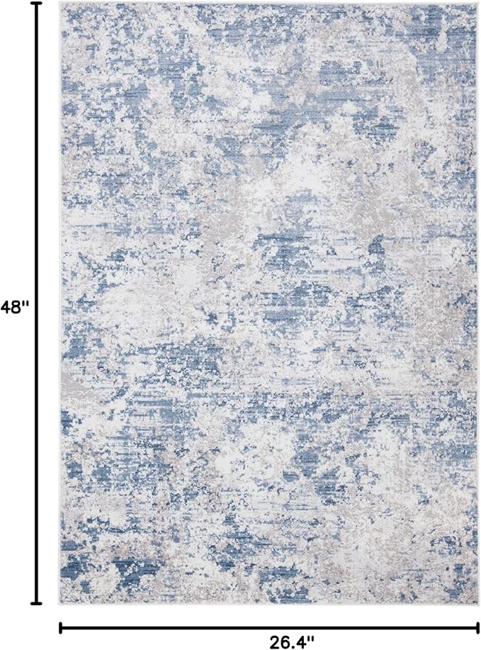 SAFAVIEH Amelia Collection Accent Rug - 2'2" x 4', Grey & Blue, Modern Abstract Design, Non-Shedding & Easy Care, Ideal for High Traffic Areas in Entryway, Living Room, Bedroom (ALA705F)