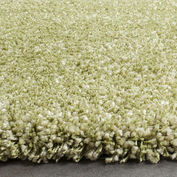 SAFAVIEH Santa Monica Shag Collection 4' x 6' Green SGN725 Solid Non-Shedding Living Room Bedroom Dining Room Entryway Plush 2-inch Thick Area Rug