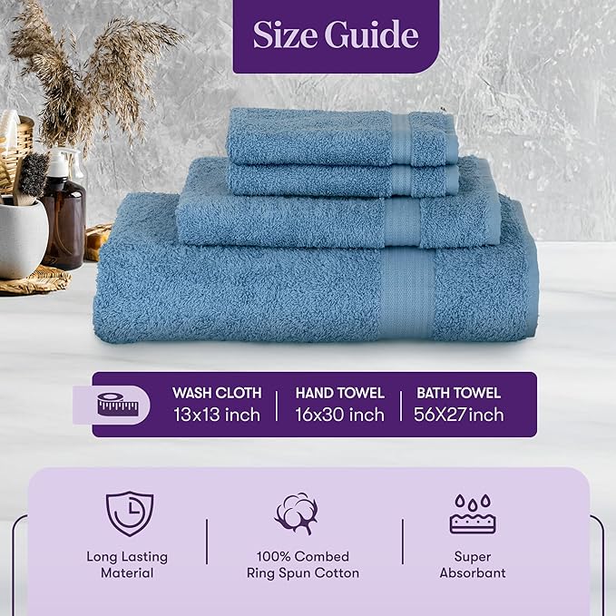 TowelSelections Soft and Absorbent Towels Cotton for Bathroom Hotel Shower Spa Gym, 6 Hand Towels Sunshine