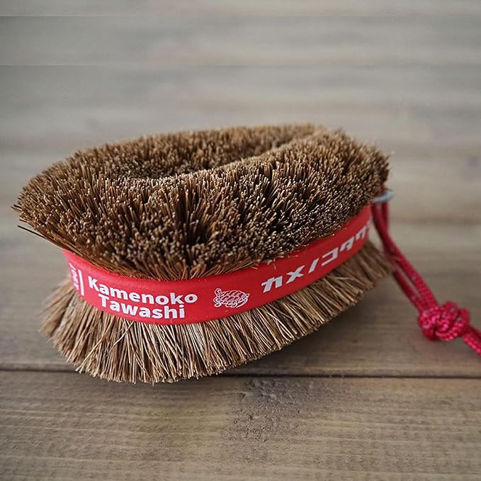 Natural Palm Tawashi OBI - Set of 2 - Red - Premium Coconut Fiber - Scrubber for Cleaning Kitchen, Bath, and Shoes - Made in Japan