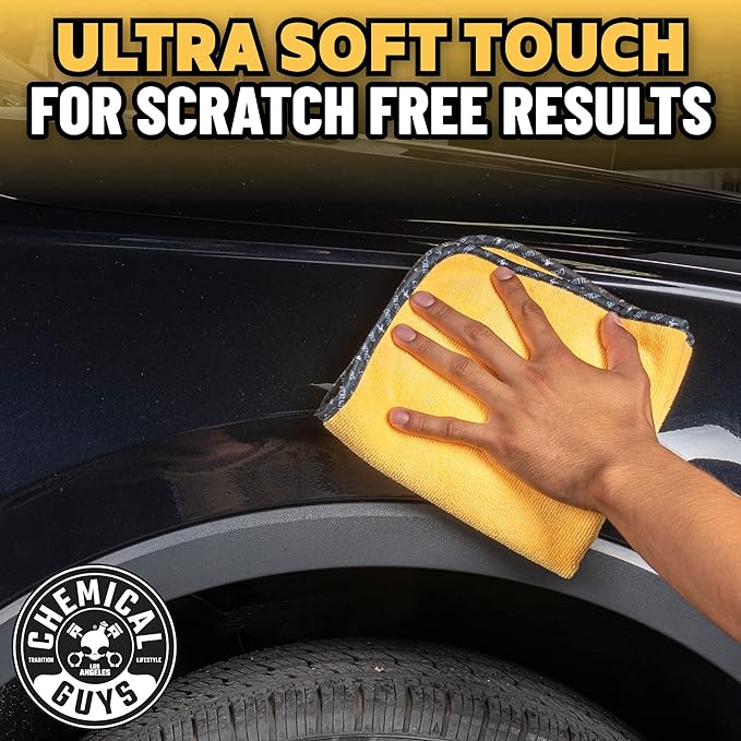 Chemical Guys MIC_506_24 Professional Grade Premium Microfiber Towels, Gold - Safe for Car Wash, Home Cleaning & Pet Drying Cloths & MIC707 Waffle Weave Glass and Window Microfiber Towel, Red