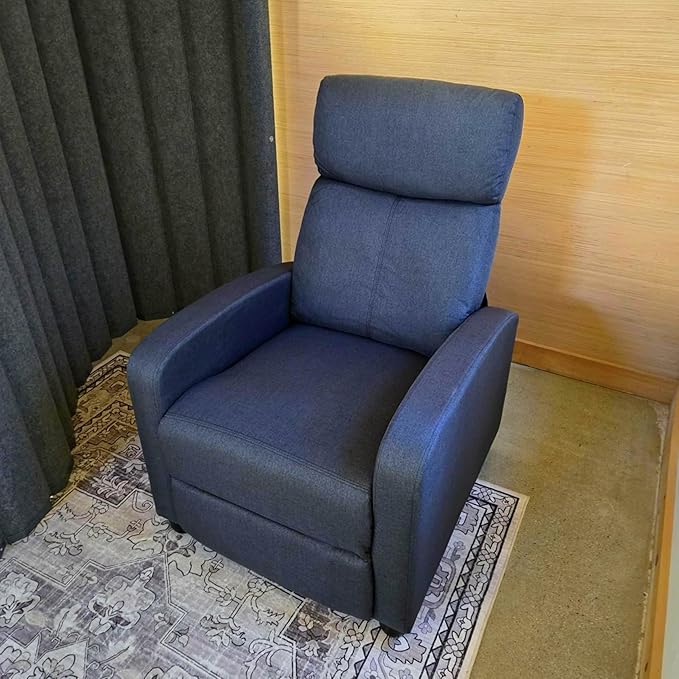 Garvee Recliner Chair for Adults, Lazy Reclining Chair Ergonomic Adjustable Single Sofa Enhanced with Side Pocket, Tall Back, Wide Arms & Padded Seat, Home Theater Seating for Living Room