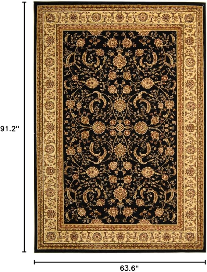 SAFAVIEH Lyndhurst Collection Area Rug - 5'3" x 7'6", Black & Ivory, Traditional Oriental Design, Non-Shedding & Easy Care, Ideal for High Traffic Areas in Living Room, Bedroom (LNH219A)