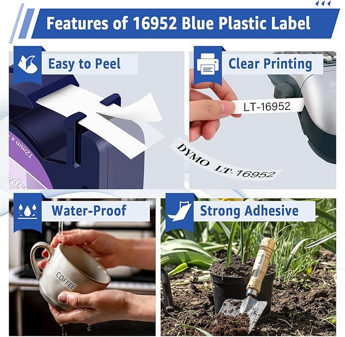 6 Pack Compatible for Dymo LetraTag Refills 16952 S0721530 Plastic Clear Label Tape 1/2'' 12mm x 4m for Letratag Label Maker Refill LT-100H LT-100T QX50 200B