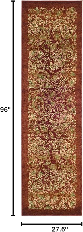 SAFAVIEH Lyndhurst Collection Runner Rug - 2'3" x 8', Red & Multi, Traditional Paisley Design, Non-Shedding & Easy Care, Ideal for High Traffic Areas in Living Room, Bedroom (LNH224B)