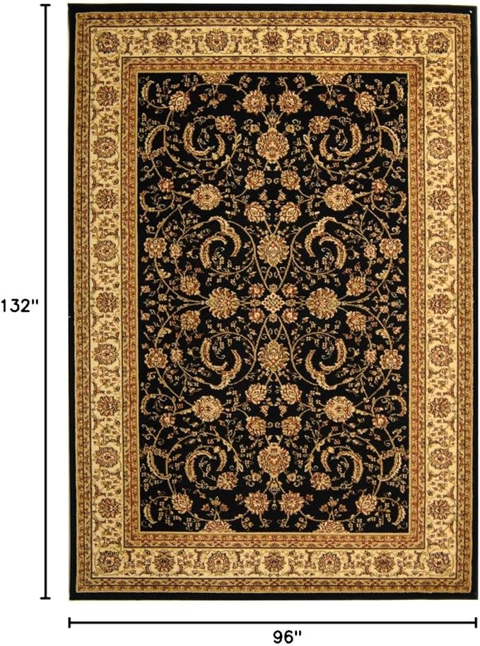 SAFAVIEH Lyndhurst Collection Area Rug - 8' x 11', Black & Ivory, Traditional Oriental Design, Non-Shedding & Easy Care, Ideal for High Traffic Areas in Living Room, Bedroom (LNH219A)