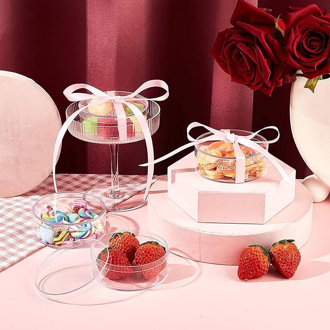 Acrylic Box with Lid Small Clear Box 12Packs Round Organizer Container Acrylic Circle Box for Candy Pill and Tiny Jewelry Storage Boxes Organize Containers