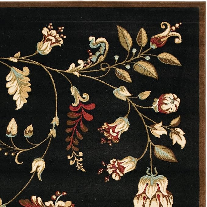 SAFAVIEH Lyndhurst Collection Area Rug - 8'9" x 12', Black & Multi, Traditional Floral Design, Non-Shedding & Easy Care, Ideal for High Traffic Areas in Living Room, Bedroom (LNH552-9091)