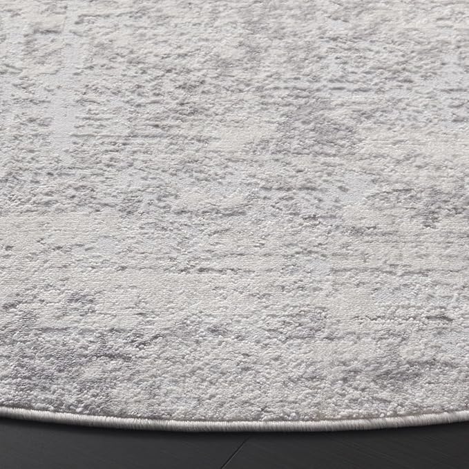 SAFAVIEH Amelia Collection Area Rug - 8' Round, Ivory & Light Grey, Modern Abstract Design, Non-Shedding & Easy Cleaning, Ideal for Living Room, Bedroom, Dining Space (ALA700F)