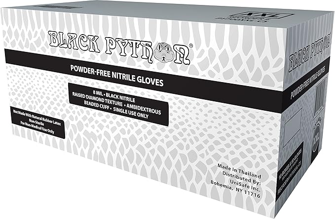 HD 8 MIL Nitrile Disposable Gloves, Latex & Powder Free, Industrial, Raised Diamond Texture, Case/1000