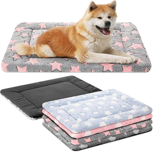 VitalCozy 4 Pcs Winter Dog Crate Pads, Ultra Soft Warm Washable Dog Cat Bed Mat for Pet Crate Comfortable Replaceable Reversible Kennel Pad for Small, Medium, Large Dogs(20 x 30 x 1.6 Inch,Colorful)