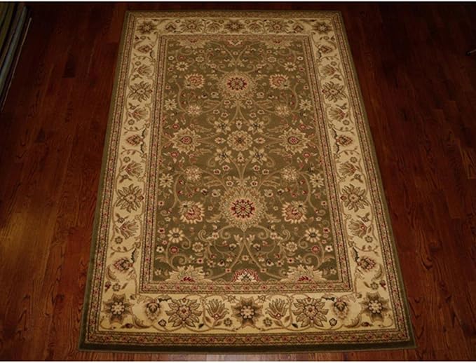 SAFAVIEH Lyndhurst Collection Area Rug - 8' Square, Sage & Ivory, Traditional Oriental Design, Non-Shedding & Easy Care, Ideal for High Traffic Areas in Living Room, Bedroom (LNH212C)