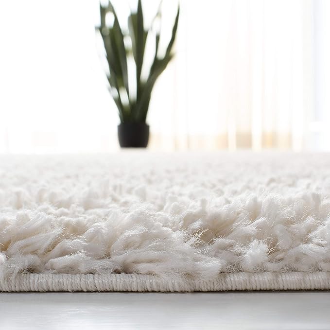 SAFAVIEH August Shag Collection Accent Rug - 2' x 5', Ivory, Solid Design, Non-Shedding & Easy Care, 1.5-inch Thick Ideal for High Traffic Areas in Entryway, Living Room, Bedroom (AUG200C)