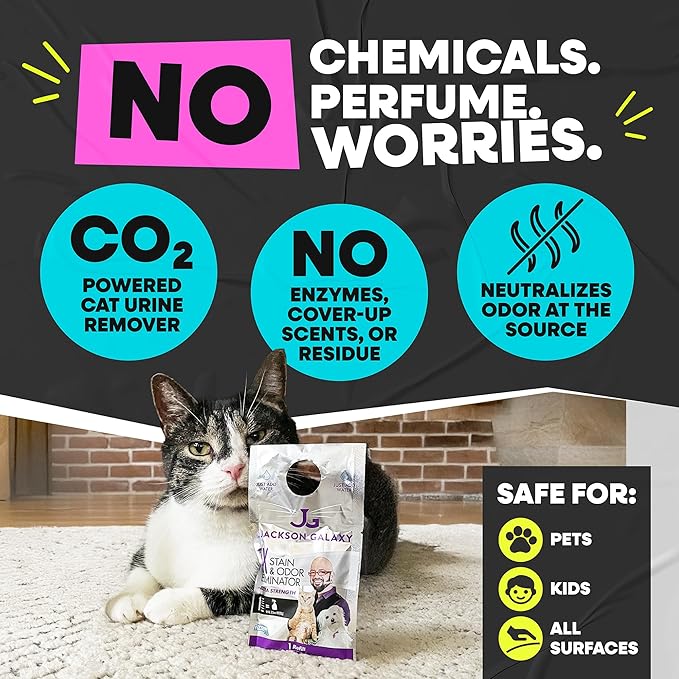 Jackson Galaxy EX Stain & Odor Eliminator - Pet Urine Remover Refill Tablets - Fast Acting & Non-Toxic CO2 Based Cat Pee Cleaner, Refill Tablets for 2 Full Solutions - Made by a Cat Expert