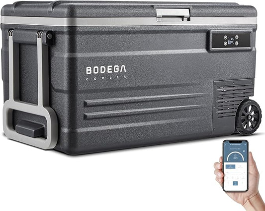 BODEGA BODEGACOOLER 12 Volt Car Refrigerator,80 Quarts Portable Fridge,75L RV Freezer Single Zone,with APP Control,-4℉-68℉ Car Cooler,12/24V DC & 100-240V AC for Travel, Camping,Outdoor,Truck,SUV
