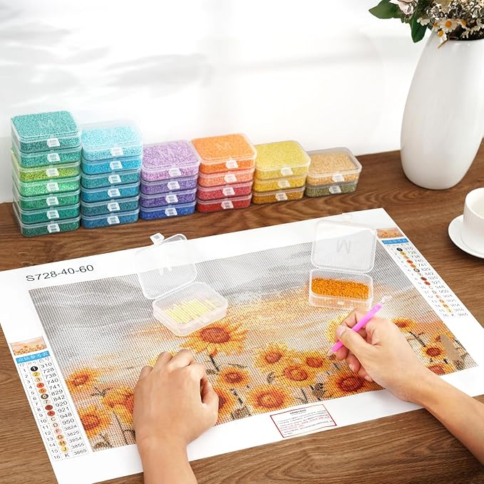 20pcs Diamond Sorting Tray - Diamond Art Storage Tray with Lids, 2-in-1 Stackable Diamond Painting Accessories for 5D Art Beads Storage & Line-Up