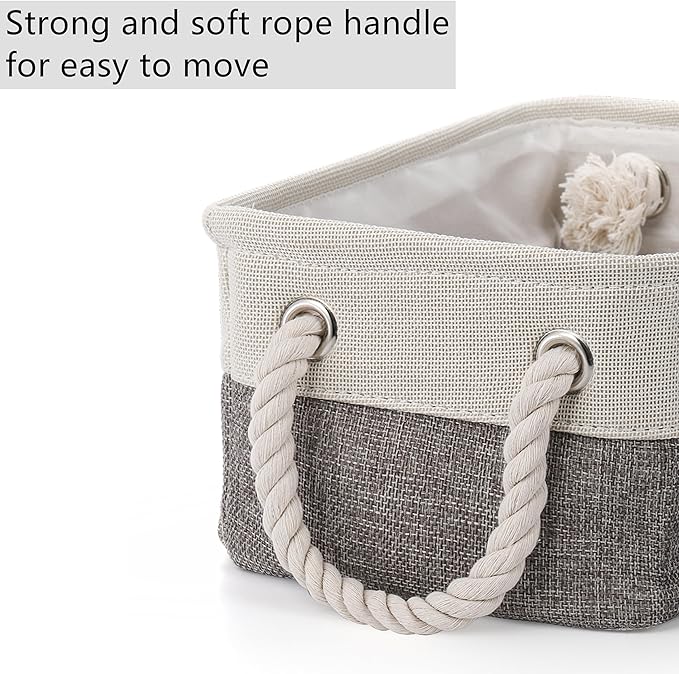 Dicunoy 6 Pack Storage Baskets for Organizing, Small Cloth Basket Bins with Handles, Empty Gift Baskets, Fabric Canvas Boxes for Classrooms, School, Shelves, Nursery, Closet, Toys, 12 x 8 x 5 inch